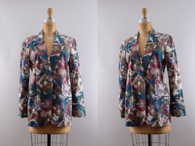 80s Oversized Blazer Spring Floral Jacket Toni Garment for CC Magic 