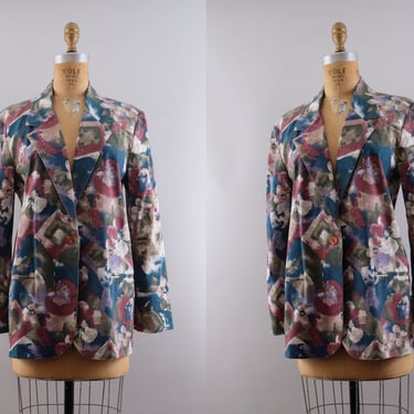 80s Oversized Blazer Spring Floral Jacket Toni Garment for CC Magic 