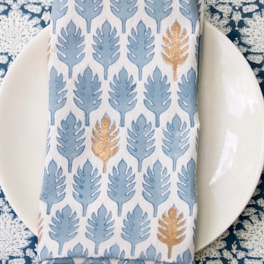 Rozablue | Napkins in Gold Curry Leaves | S/4