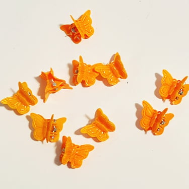90s Style Butterfly Clips Neon Orange Butterfly Hair Clips Hair Accessories Set of 10 Butterflies Small Hair Claws Barrettes Neon Clips 