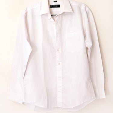 VERSACE 100% Cotton Classic White Button Down Shirt Vintage 1990's Classic V2, size 16, Designer blouse top 