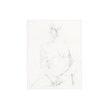 1985 Nude Figure Cubist Drawing on Paper Vintage 