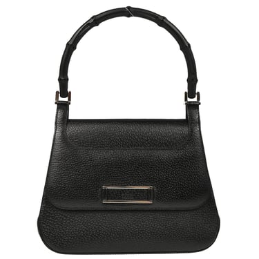 Gucci Black Leather Bamboo Handbag