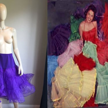 A Girl Goes Swish - Vintage 1990s Royal Purple Two Layer Crinoline Petticoat - M 