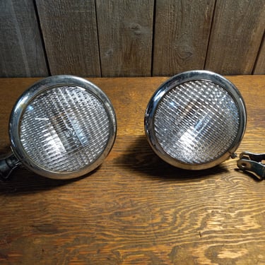 Set of Vintage Blue General Electric Fog Lights 6.25 x 8 x 4.5