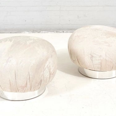 Adrian Pearsall Pair Swivel Pouf Ottomans with Chrome Base, 1980