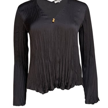 Vince - Black Plisse Pleated Blouse Sz XXS