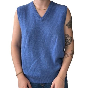 Grant Thomas Mens Blue 100% Cashmere 2 Ply V Neck Sweater Vest sz M 