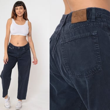 Black Calvin Klein Jeans 00s CK Jeans Mom Jeans Relaxed Tapered Leg High Waisted Jeans Denim Pants Y2K Vintage Large 34 