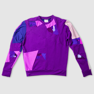 purple 'all-over reroll' sweatshirt