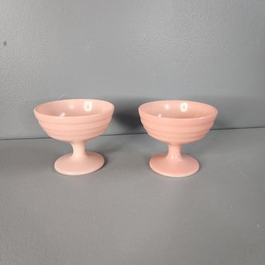 Set of 2 Vintage Pink Hazel Atlas Moderntone Platonite Cups 