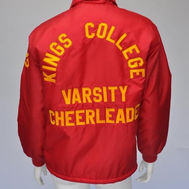 vintage 1960s red nylon fleece lined varsity cheerleading jacket XS-M 