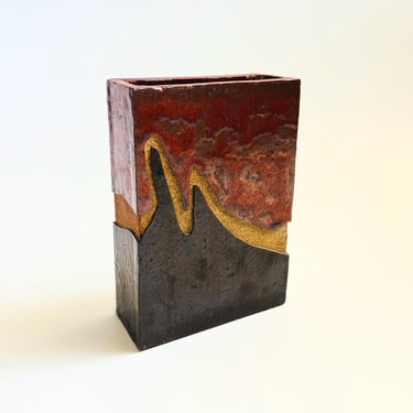 Rectangular Art Pottery Vase by David Schoop 