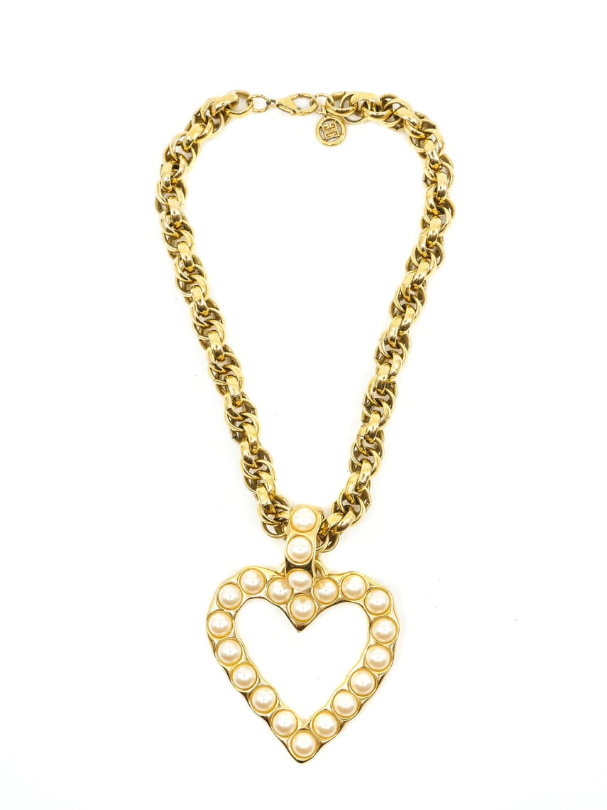 Givenchy Faux Pearl Heart Pendant Necklace New / Found Los Angeles, CA