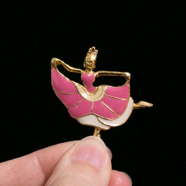Pretty Little Vintage Pink & Gold Ballerina Pin 