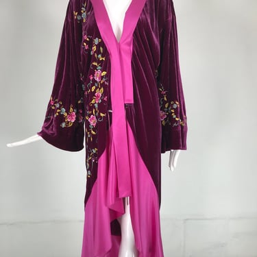 SOLD John Galliano 1920s Inspired Embroidered Velvet &amp; Silk Evening Coat Early 2000s