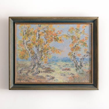 Antique Original Landscape Artwork Signed by Amelia Fulkerson-Fraser Pastel Painting Wooden Frame (1861-1928) 
