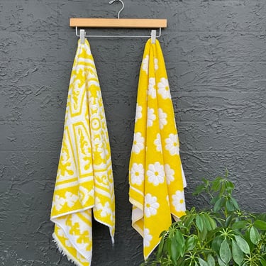 Yellow and White Bath Towel