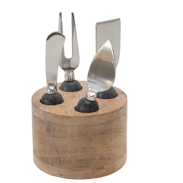 Wood Stand Stainless Steal Cheese Marble Servers