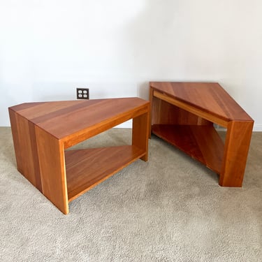 contemporary modern solid cherry end table coffee table nightstand pair 