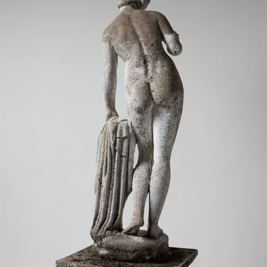 Composite Stone Statue of Eve on Plinth