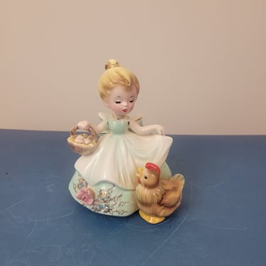 Vintage 1960's Josef Original Girl / 70s Farmer's Daughter Kitch Knick Knack Ceramic 