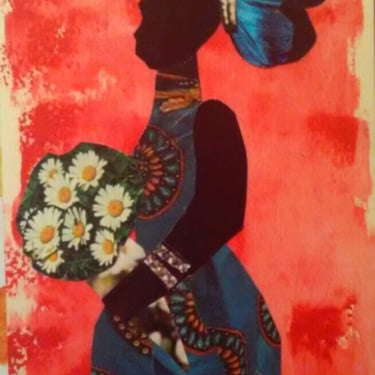 Bouquet ORIGINAL African American Art  Collage 