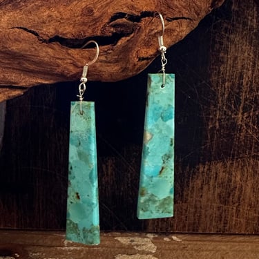 CLEAN SLATE Navajo Composite Turquoise Earrings | Slab Design Navajo Style Jewelry | Native American Southwestern 