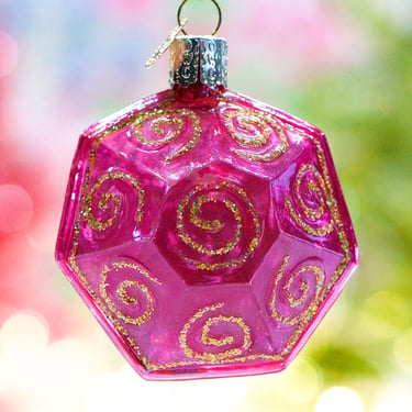 VINTAGE: OWC Bear Pink Diamond Glass Ornament - Old World Christmas - Holiday, Christmas, Xmas - SKU 30-403-00028456 
