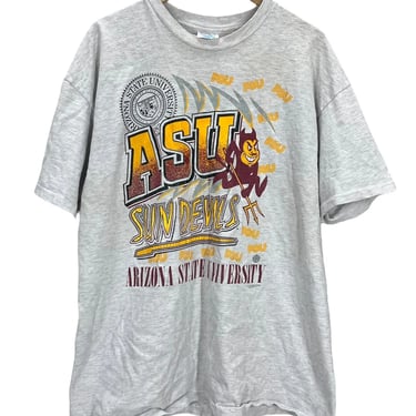 Vintage 90's ASU Sundevils Big Logo Distressed T-Shirt XL