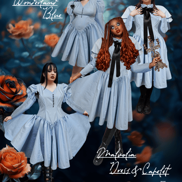 The "Malvolia" Dress in WONDERLAND BLUE by Petals and Poison