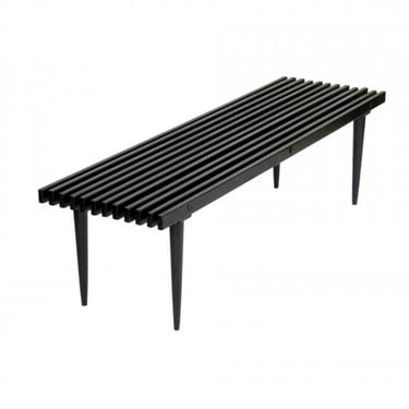 1960s Black Lacquered Slat Bench