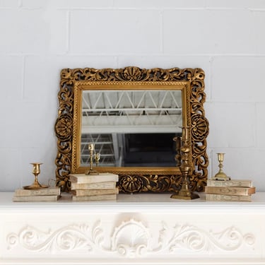 midcentury English Chippendale style gilt plaster mirror