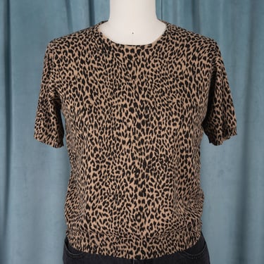 Vintage 90s JH Collectibles Leopard Print Cotton Short Sleeve Sweater 