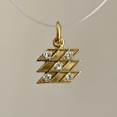 Vintage 14K Yellow Gold Diamond Geometric Charm Pendant OC Tanner Stackable 1.1g 