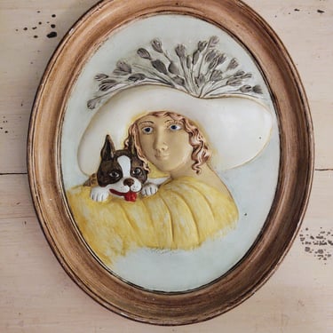 1909 Antique Erma Gilliland Duncan Oval Wall Ceramic Art Plaque Handpainted & Signed Vintage Art Wall Décor Home Décor 