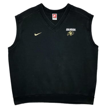 Vintage 90s Nike Team University of Colorado Buffaloes Embroidered Swoosh Sleeveless Sweatshirt Pullover Size XL 