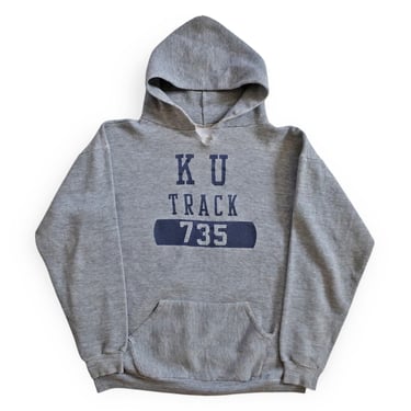 70s sweatshirt / Russell hoodie / 1970s University of Kansas Track Russell Atheltic tri blend hoodie sweatshirt Large 