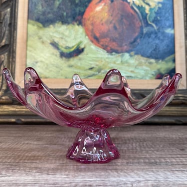 Viking Thistle Pink 8 Petal Epic Footed Compote Bowl 