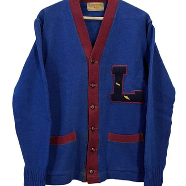 Vintage 1950’s Distressed Lamb Knit Wool High School Letterman Sweater Fits S/M