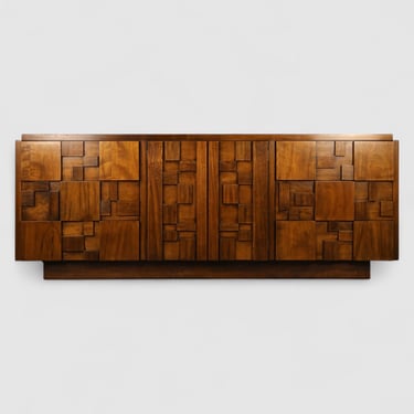 Lane Staccato Vintage Brutalist Mid Century Modern Lowboy 9 Drawer Dresser c. 1970s 