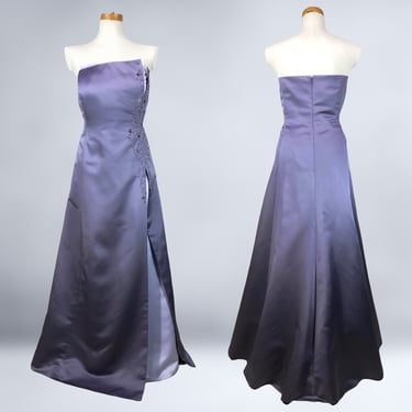 VINTAGE 90s Lavender Satin Strapless Ball Gown Prom Dress by Michaelangelo Sz 18 | 1990s Plus Size Volup Formal Party Dress | VFG 