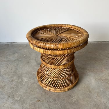 Vintage Boho Chic Twisted Rattan Side Table 