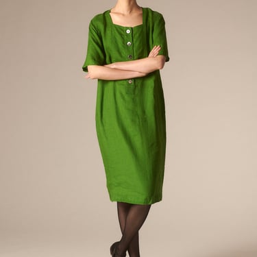 Ysl Kelly Green Linen Dress