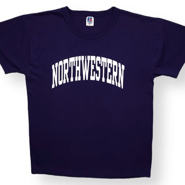 Vintage 90s Russell Athletic Northwestern University Wildcats Made in USA College Graphic T-Shirt Size Medium/Large 
