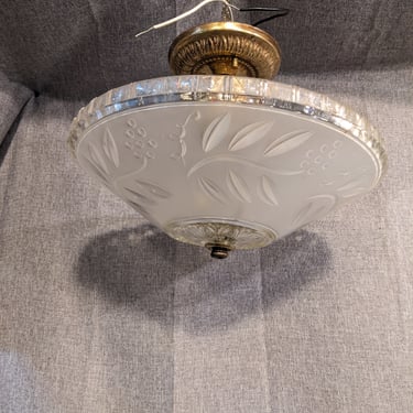 Semi Flush Vintage Etched Glass Light