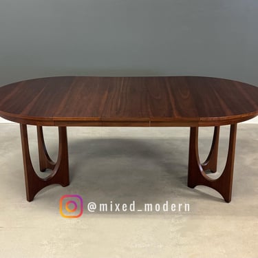 Refinished 80” Walnut Oval Dining Table by Broyhill Brasilia 