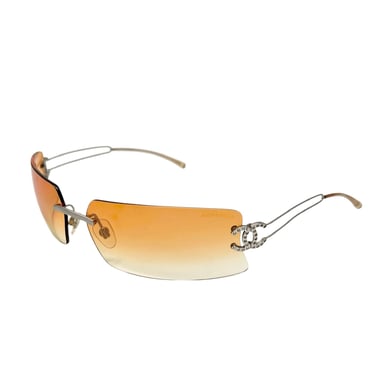 Chanel Orange Ombre Rhinestone Rimless Sunglasses