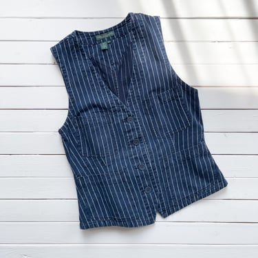 Ralph Lauren vest 90s y2k vintage striped denim linen waistcoat 