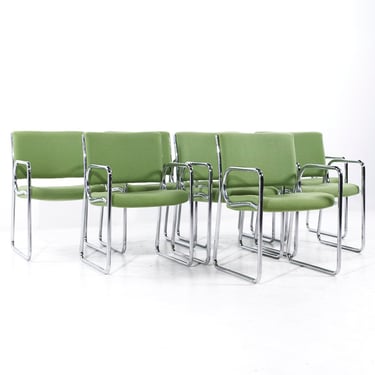 Vecta Group Dallas Mid Century Green and Chrome Chairs - Set of 8 - mcm 